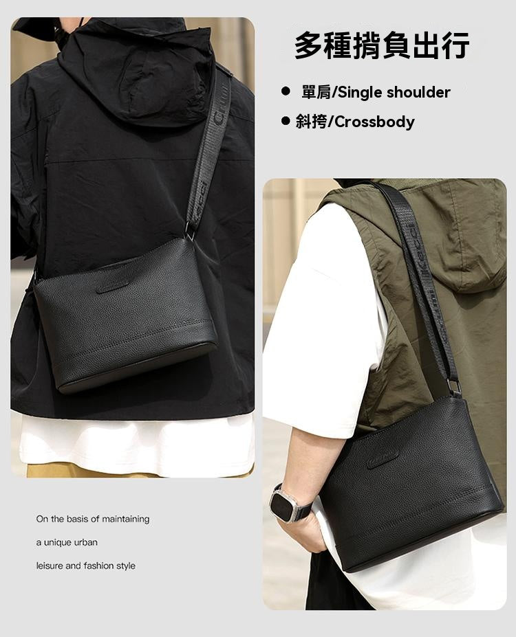 【拍一發三，限時特惠】三拉鍊，多隔層，真牛皮，男士單肩包