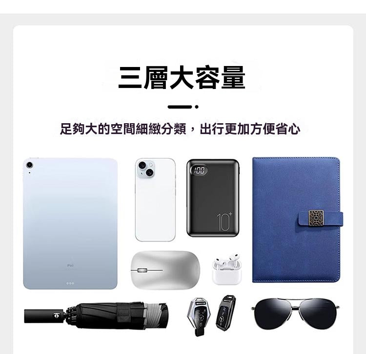 【拍一發三，限時特惠】三拉鍊，多隔層，真牛皮，男士單肩包