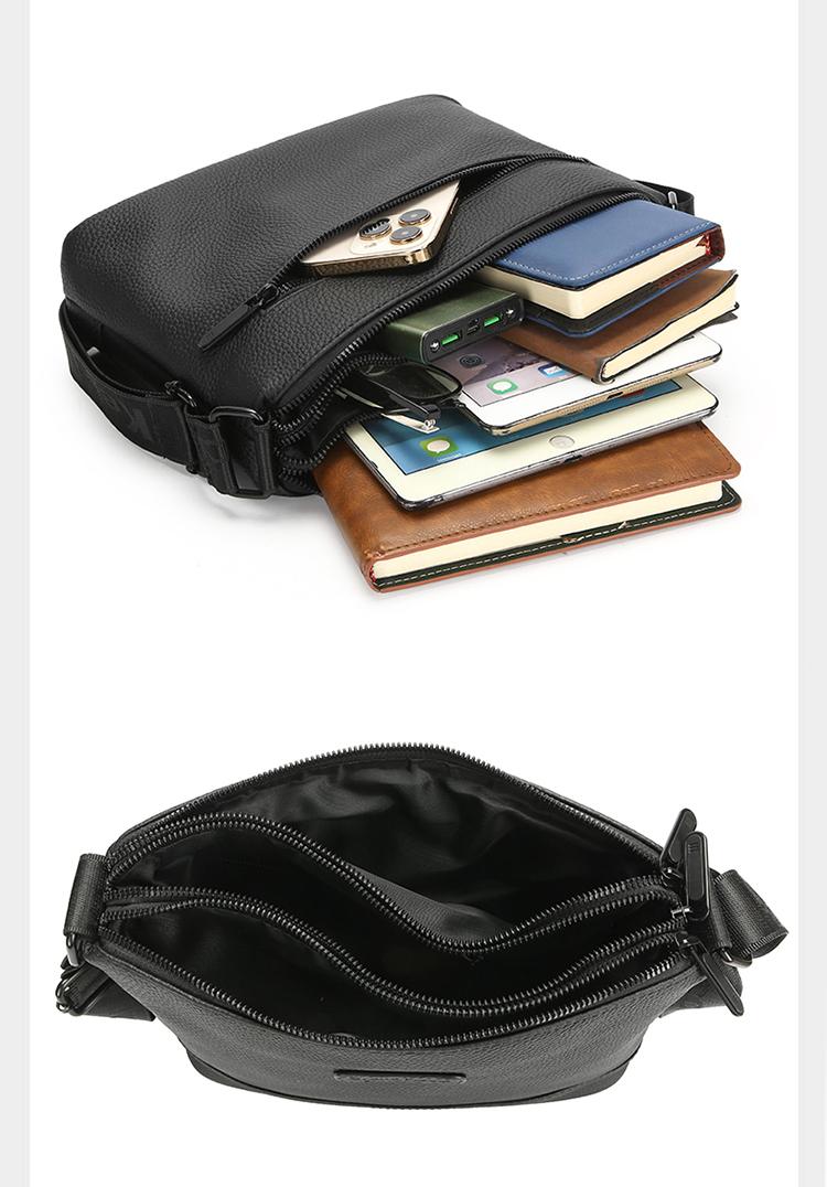 【拍一發三，限時特惠】三拉鍊，多隔層，真牛皮，男士單肩包