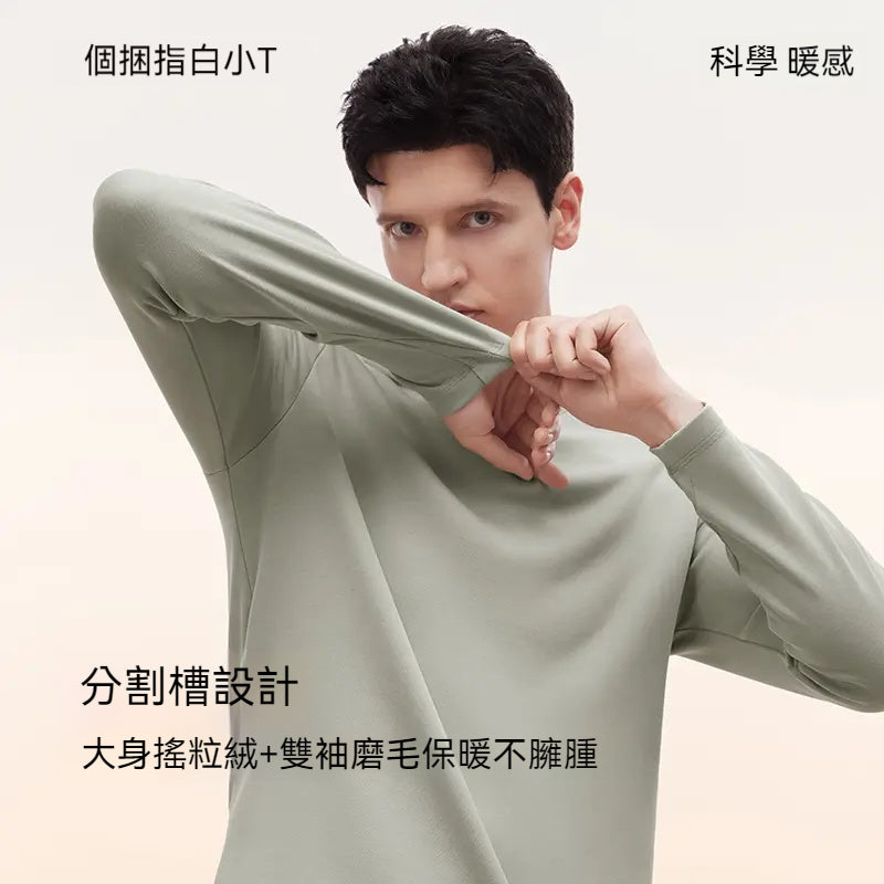 【加絨T-男款】打底T兩件裝，厚款長袖，重磅搖粒絨，2025新款T恤